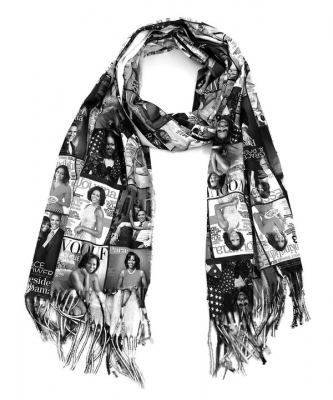 Magazine Cover Collage Felt Scarf OS804W BLACK